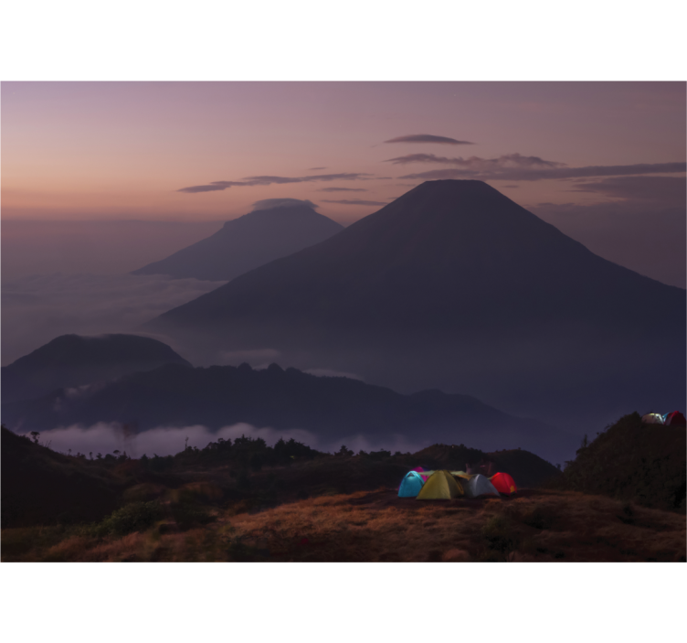Rullegardin kjøkken turgåere med skyete fjell - Tenstickers