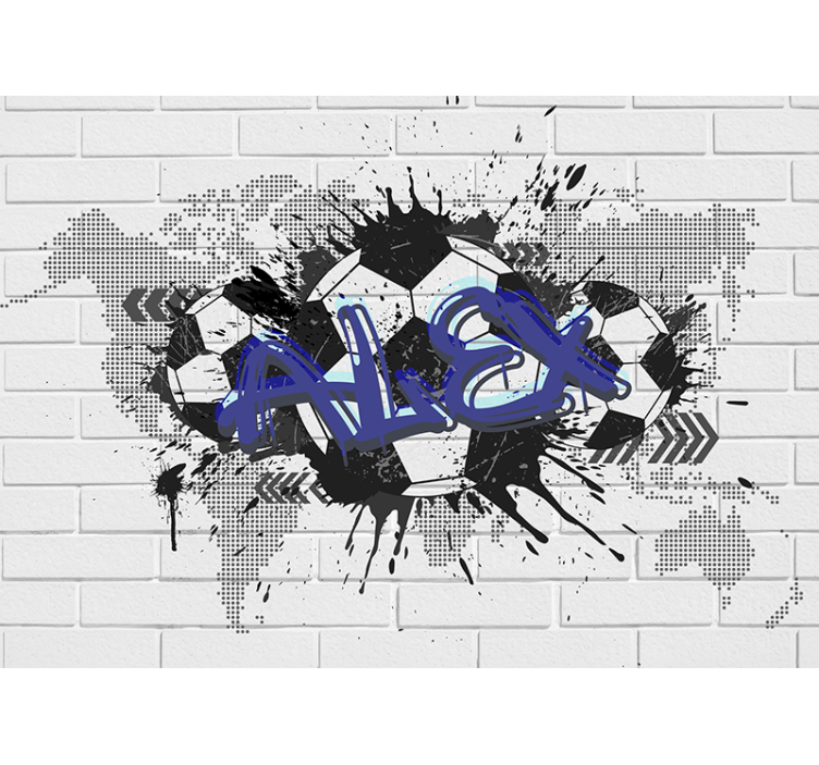 Hvit rullegardin fotball graffiti - Tenstickers