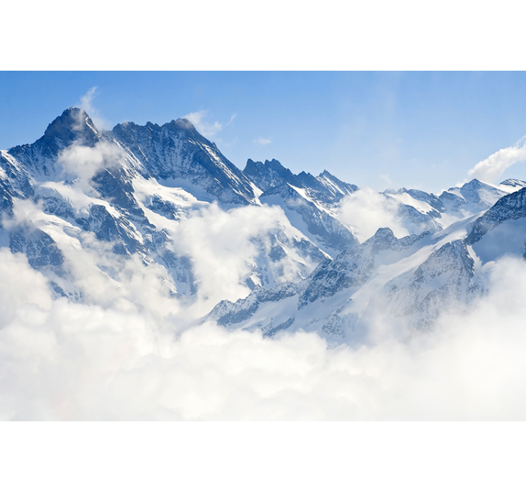 Hvit rullegardin alpeslandskap - Tenstickers