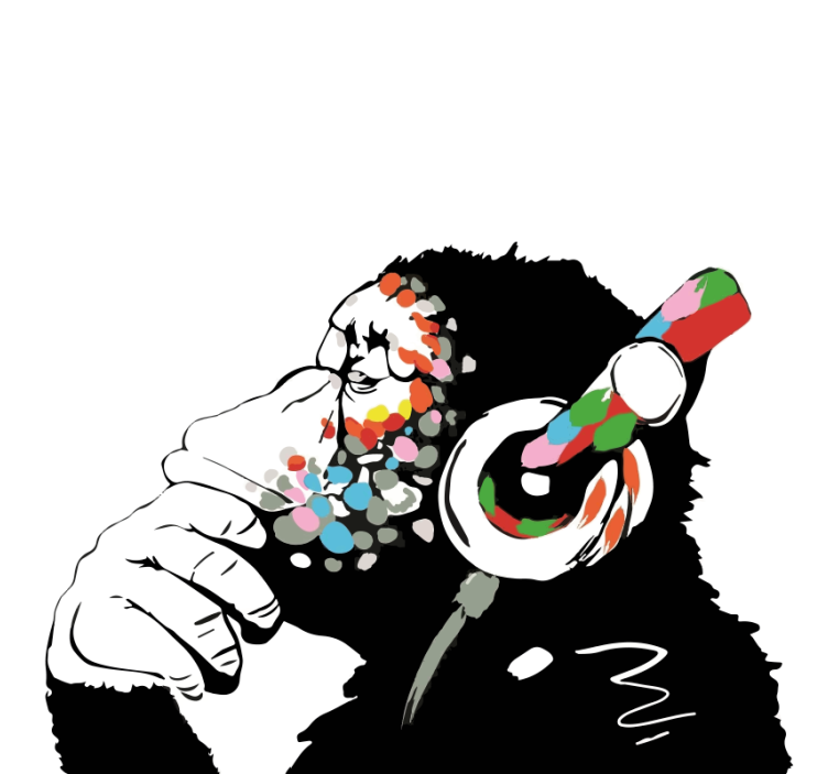 Rullegardin stue mono banksy musikk - Tenstickers