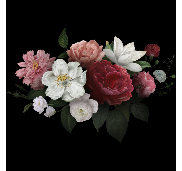 Rullegardin stue vintage roser på svart bakgrunn - Tenstickers