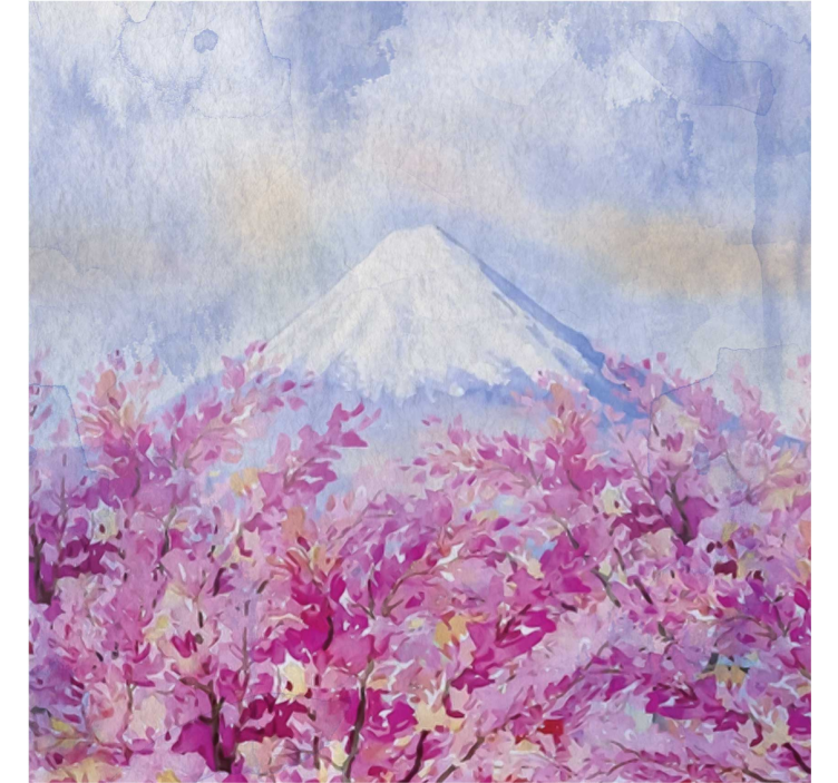 Rullegardin stue landskap med kirsebærblomster - Tenstickers