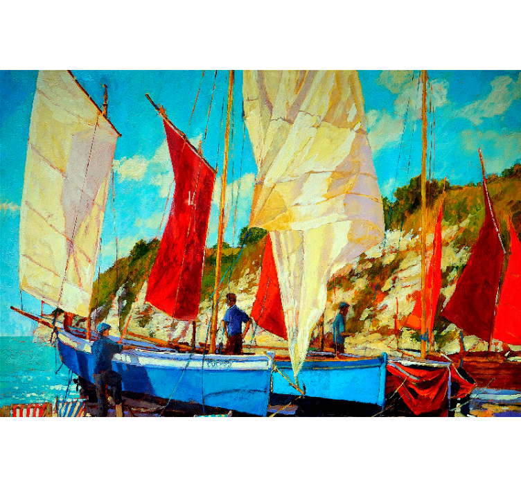 Rullegardin stue tre båter på vannet - Tenstickers