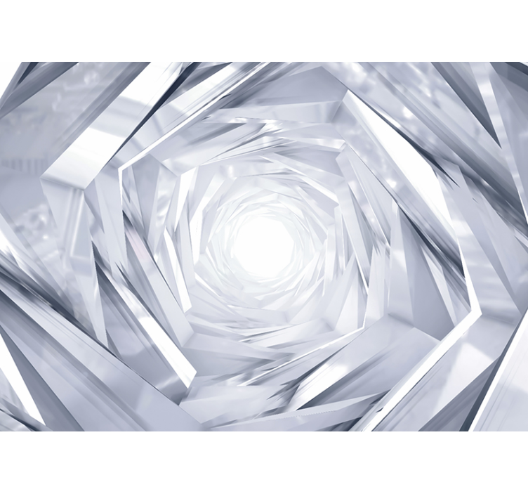 Hvit rullegardin abstrakt geometrisk tunnel - Tenstickers