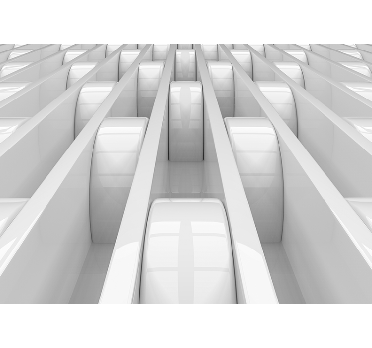 Hvit rullegardin med 3d geometriske former - Tenstickers