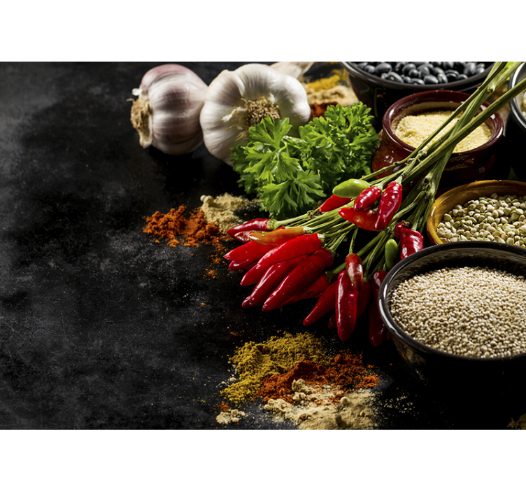 Svart rullegardin med krydderdesign - Tenstickers