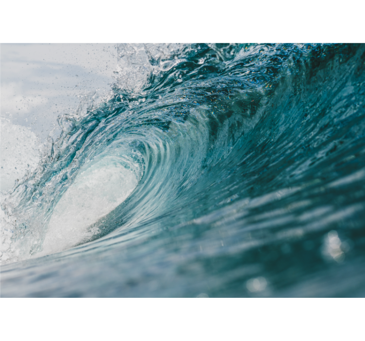 Rullegardin stue veggmaleri stor havbølge - Tenstickers