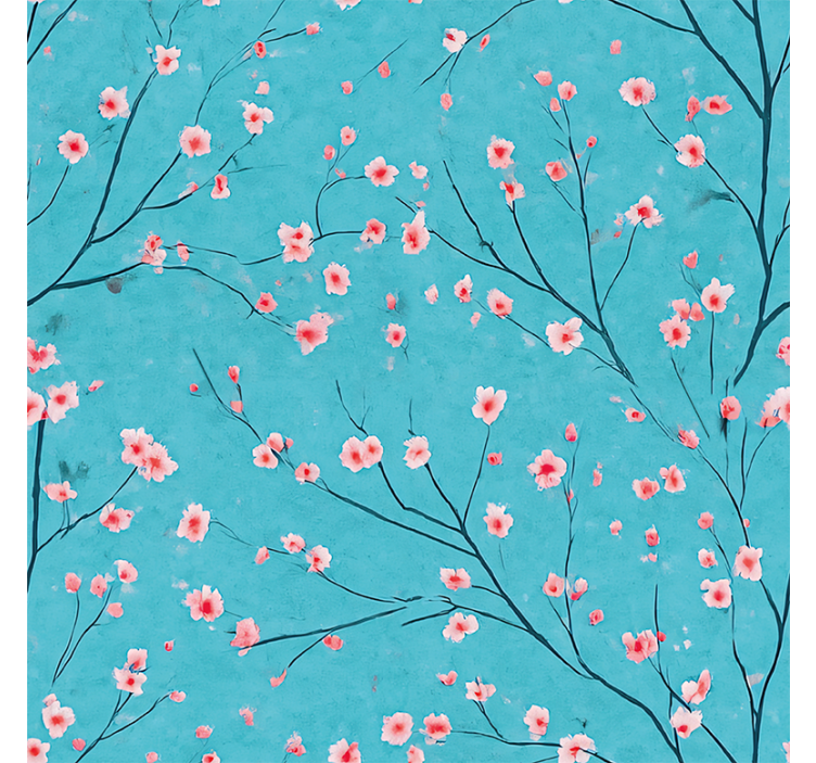 Rullegardin blå med teal kirsebærblomster - Tenstickers