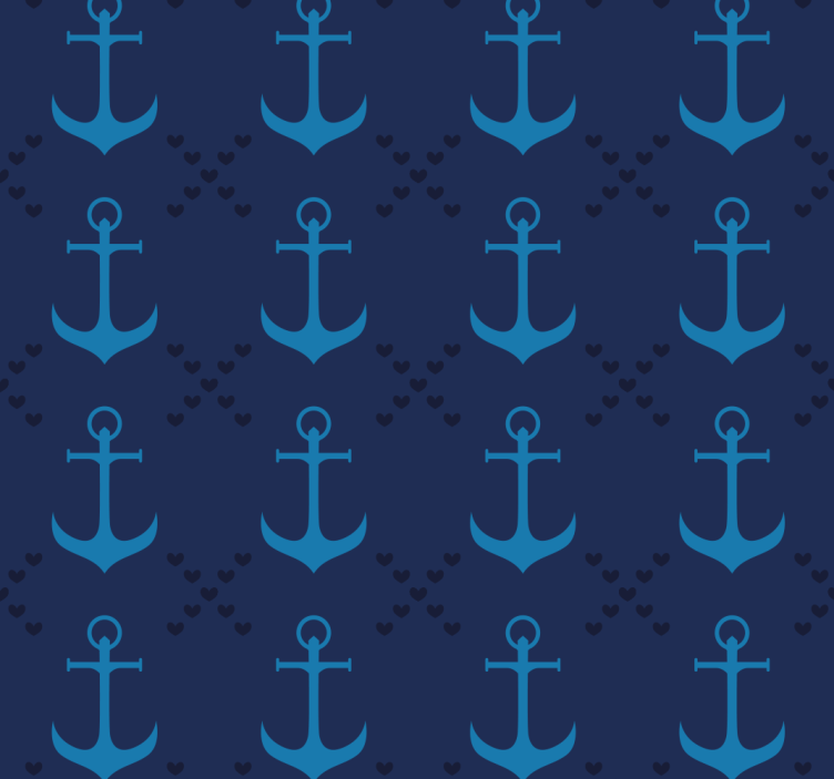 Rullegardin blå med marineblå anker - Tenstickers