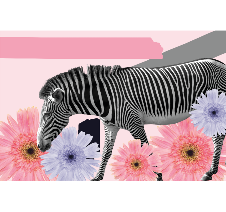 Rullegardin stue collage stil zebra maleri - Tenstickers