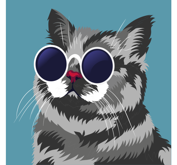Rullegardin stue morsom maleri av grå katt - Tenstickers