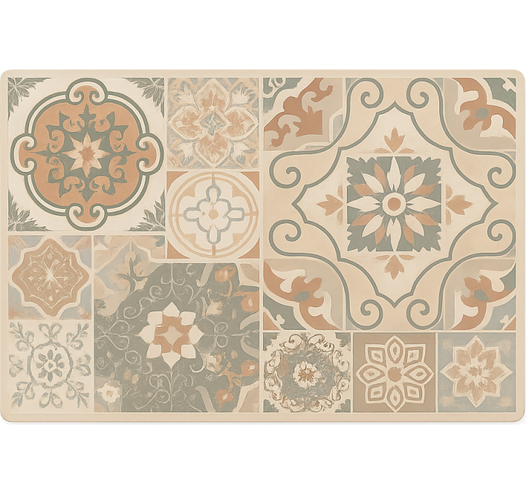 Rullegardin beige sementfliser ulike størrelser - Tenstickers