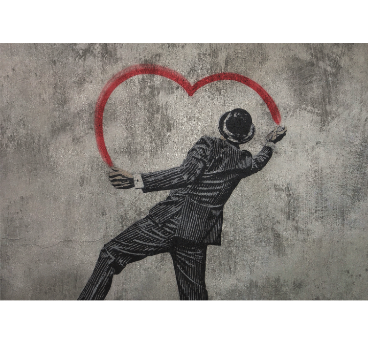 Rullegardin grå banksy hjertegraffiti - Tenstickers