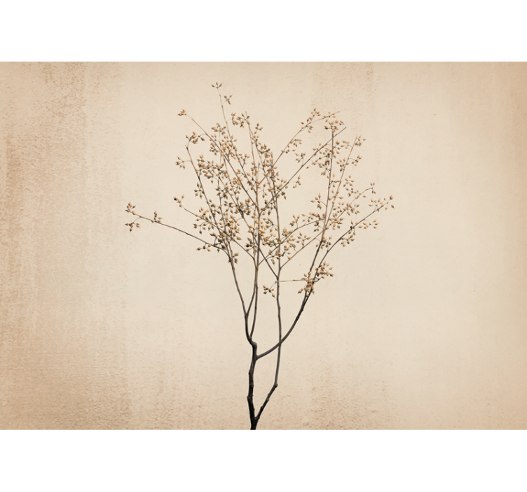 Rullegardin beige japandi stil blomstring - Tenstickers