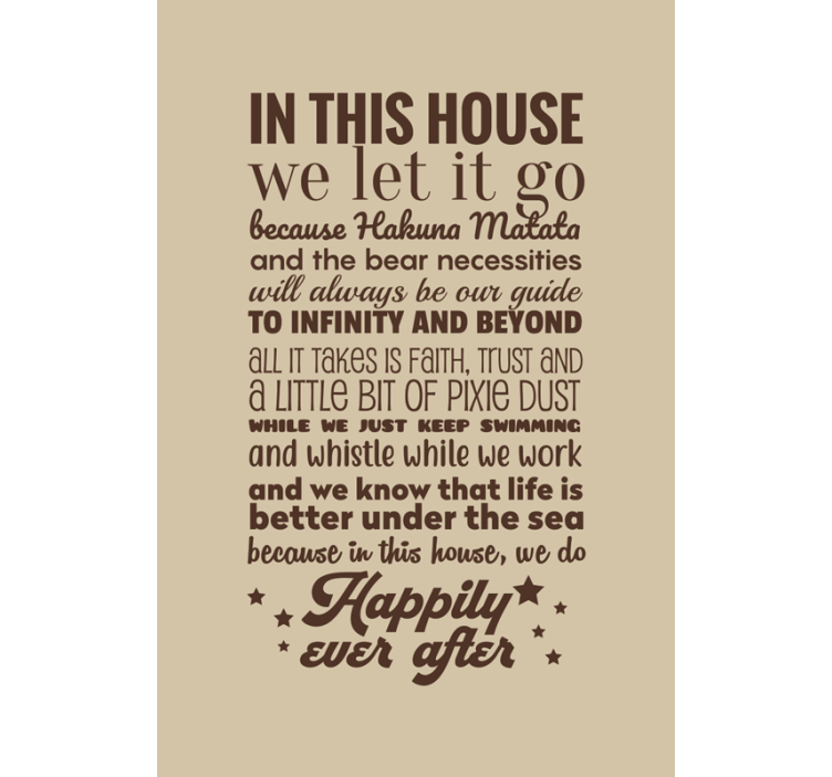 I dette huset la vi det gå tekstRullegardin - Tenstickers