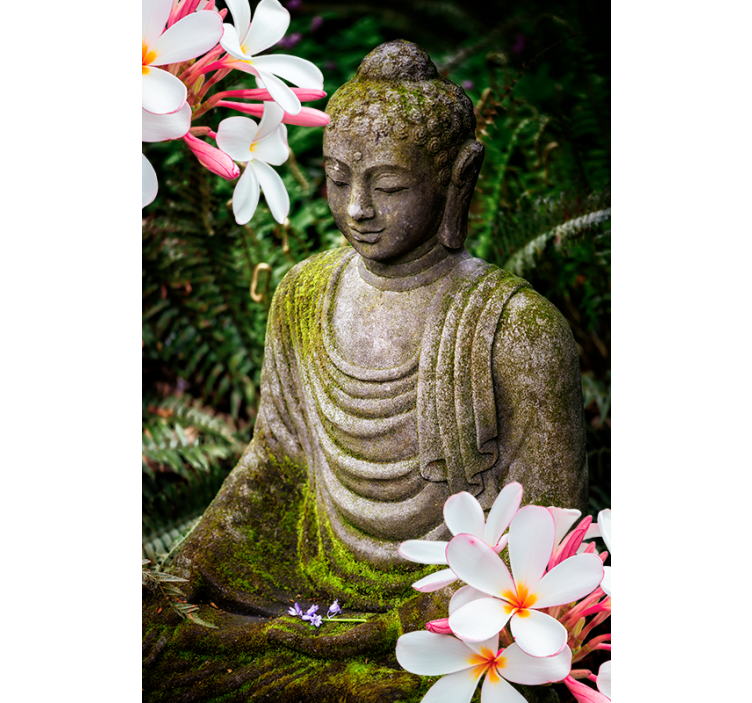 Blomstergrønn buddha zen Rullegardin - Tenstickers