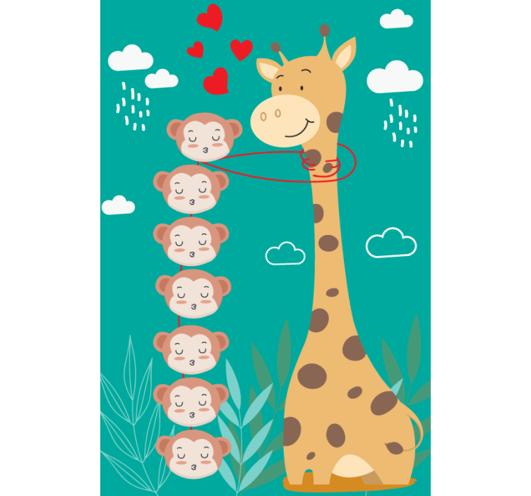 Aper som kysser giraffe moro rullegardin - Tenstickers