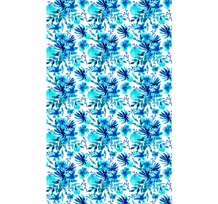 Livlig blått tema rullegardin blomster - Tenstickers