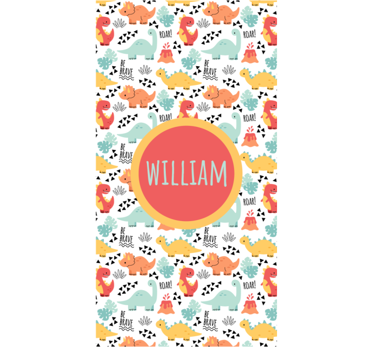 Fargerike dinosaurer med navnet childrens rullegardin - Tenstickers