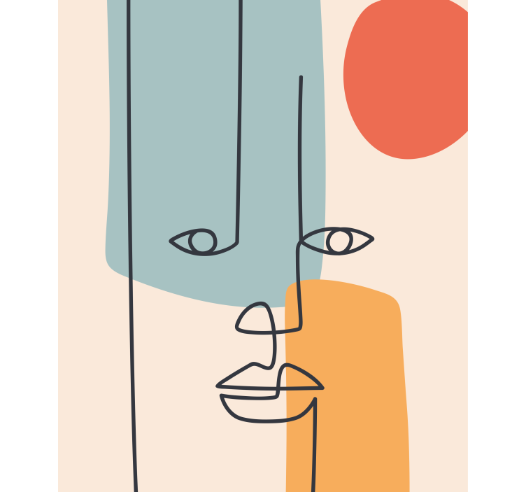 Kunstnerisk tegnet ansikt rullegardin tegning - Tenstickers