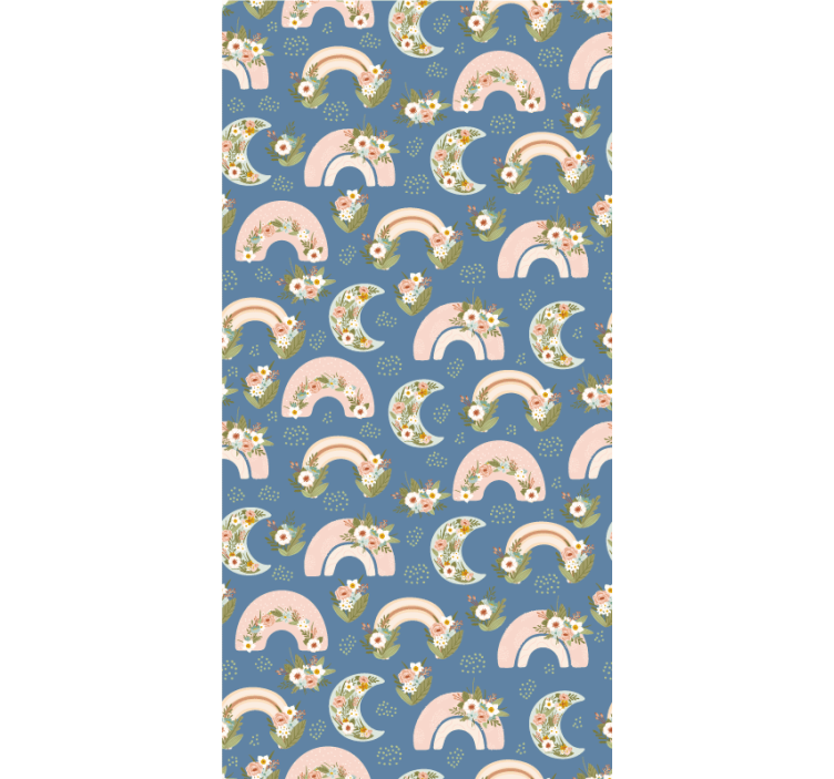 Barnemønster med vårens regnbue og blomst rullegardin barn - Tenstickers