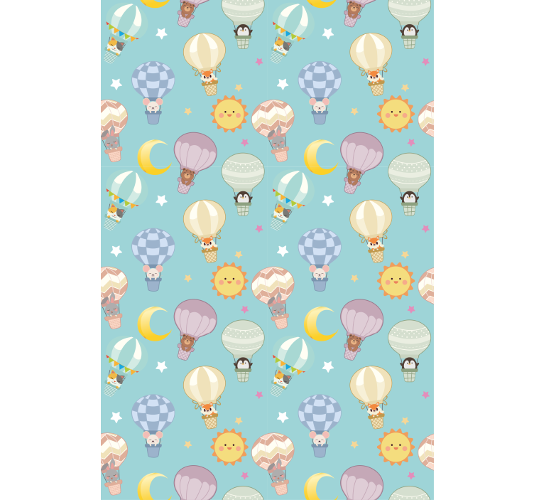 Fargerike ballonger med søte dyr rullegardin tegning - Tenstickers