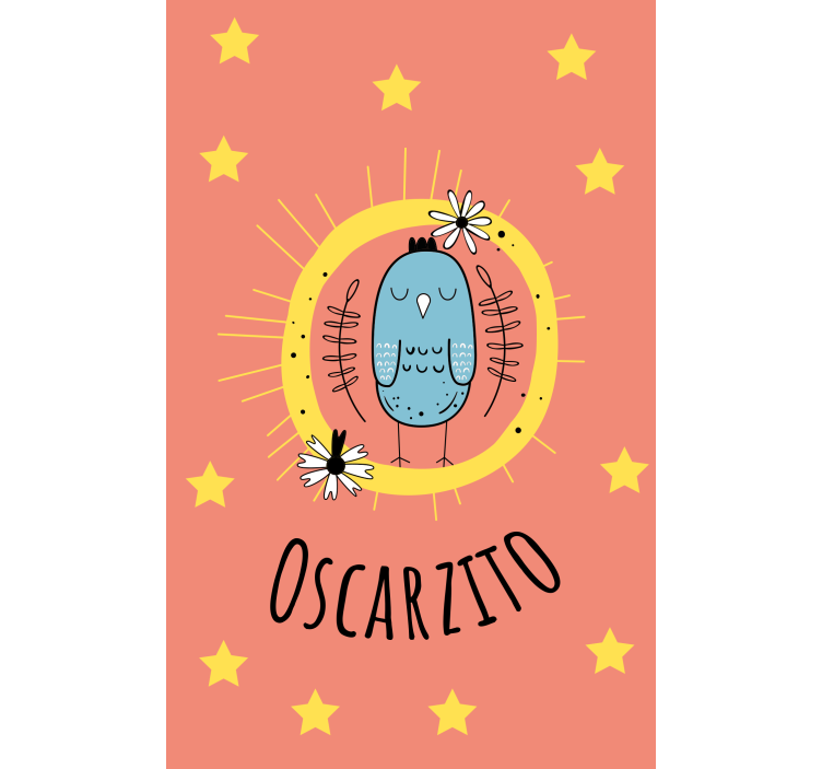 Blå fugl med navn rullegardin barn - Tenstickers