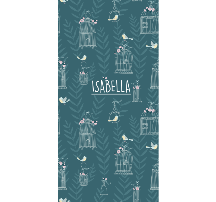 Nordiske blomster og fuglebur rullegardin personlig - Tenstickers