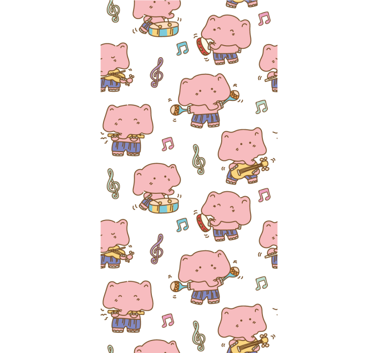 Elefantmusiker mønster rullegardin barn - Tenstickers