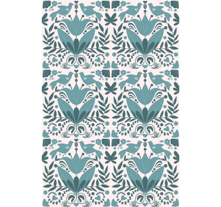 Mønster med fugler rullegardin blomster - Tenstickers