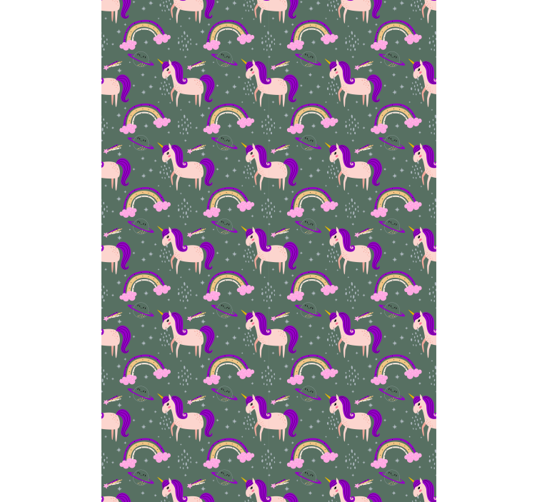 Enhjørninger på en grønn bakgrunn rullegardin - Tenstickers