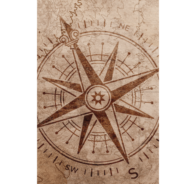 Varmt farget gammelt papirkompass rullegardin klassisk - Tenstickers