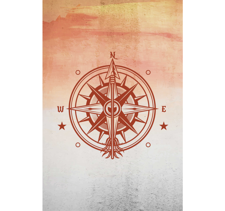 Rødt kompass illustrasjon rullegardin tegning - Tenstickers
