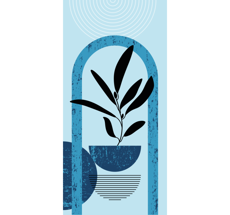 Blå stilig potteplante rullegardin blomster - Tenstickers