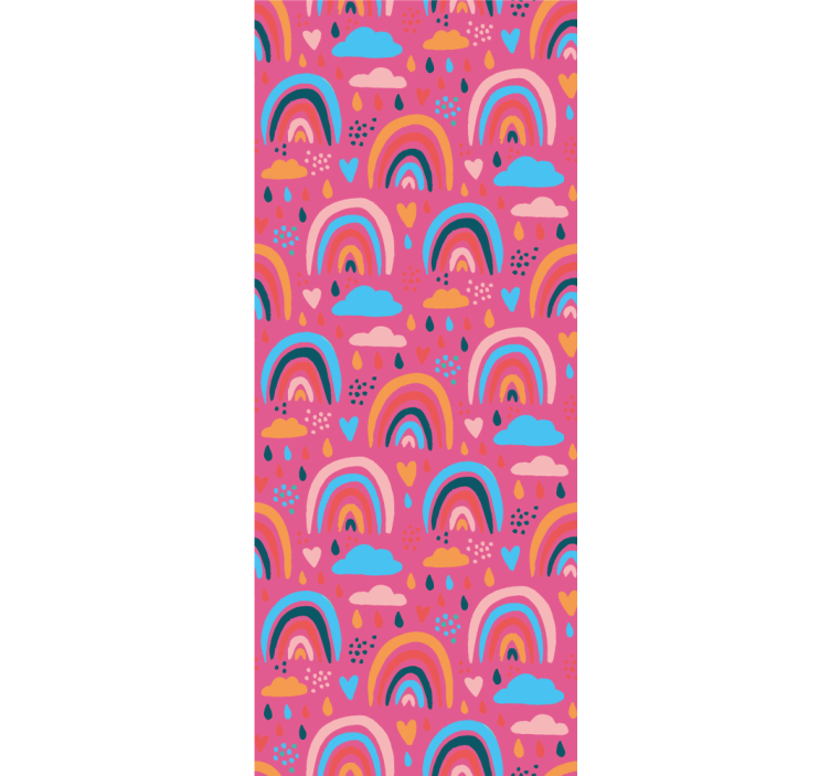 Minimalistiske regnbuer med rosa bakgrunn rullegardin barn - Tenstickers