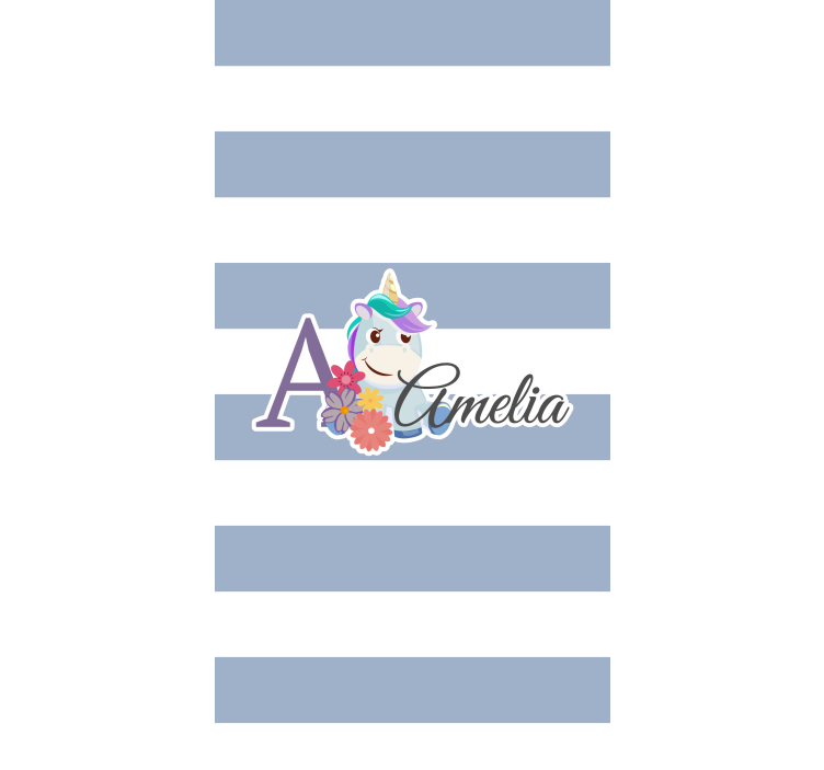 Enhjørning navn personlig rullegardin barn - Tenstickers