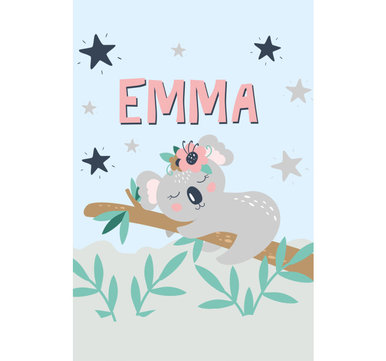 Baby koala med navn rullegardin barn - Tenstickers