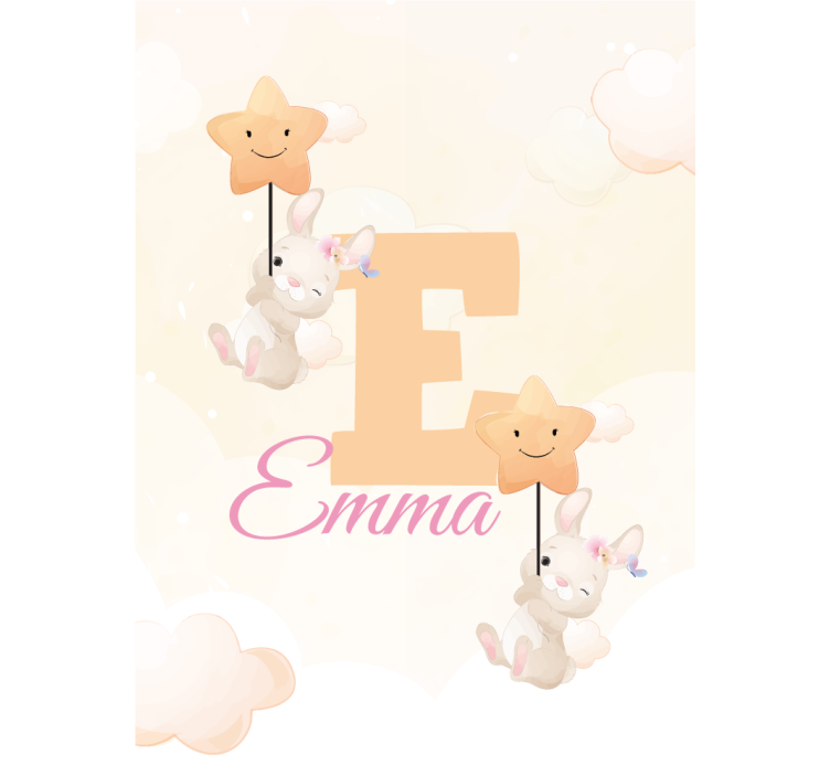 Søte dyr kanin med navn rullegardin baby - Tenstickers