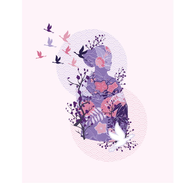 Floral silhuett kunst rullegardin blomster - Tenstickers