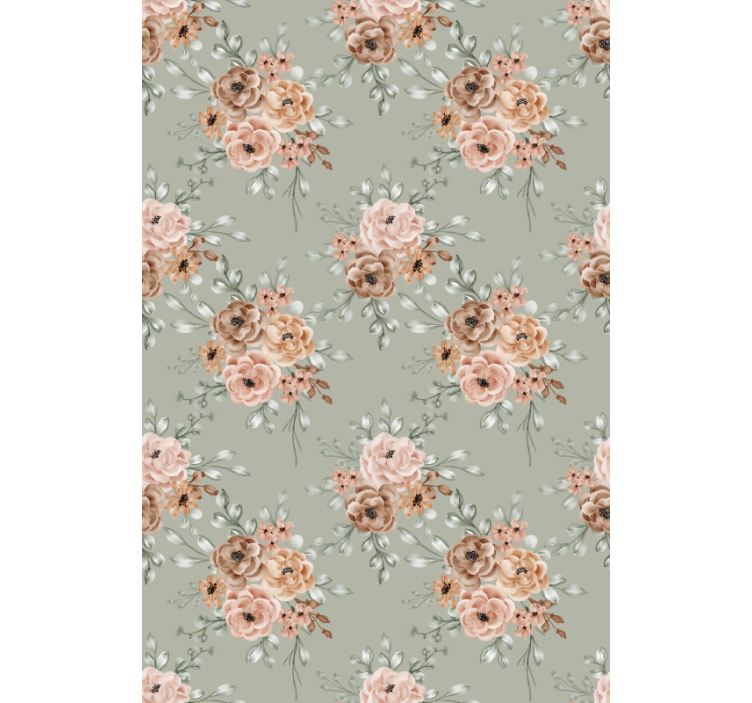 Vakkert beige arrangement rullegardin blomster - Tenstickers