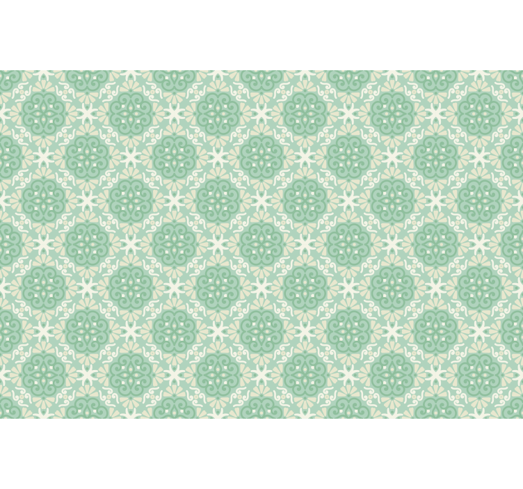 Grønt blomstermønster rullegardin nordisk - Tenstickers