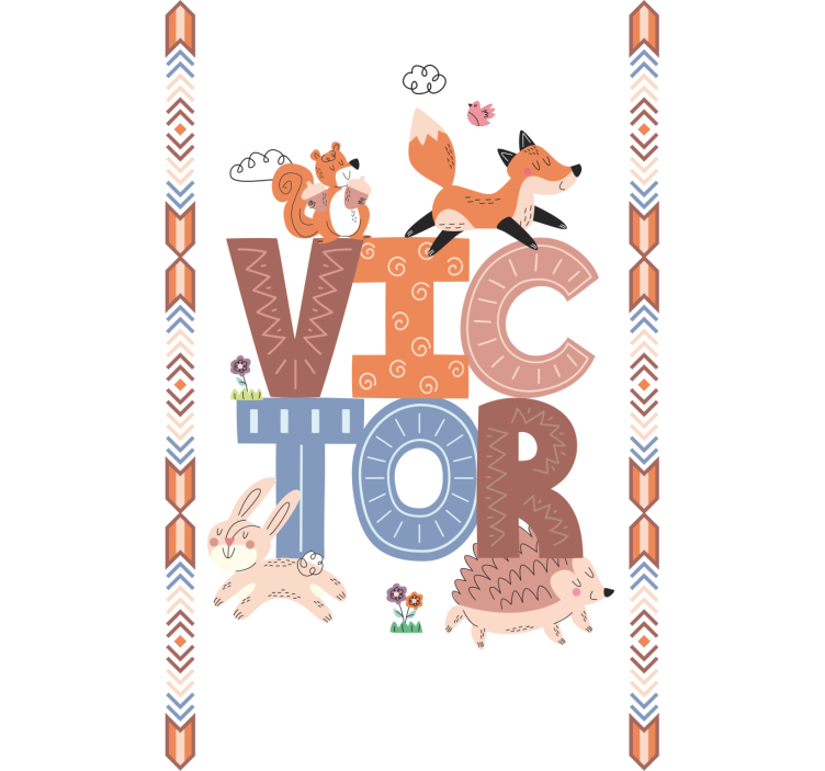 Skogkiddyr med tilpassbart navn rullegardin personlig - Tenstickers