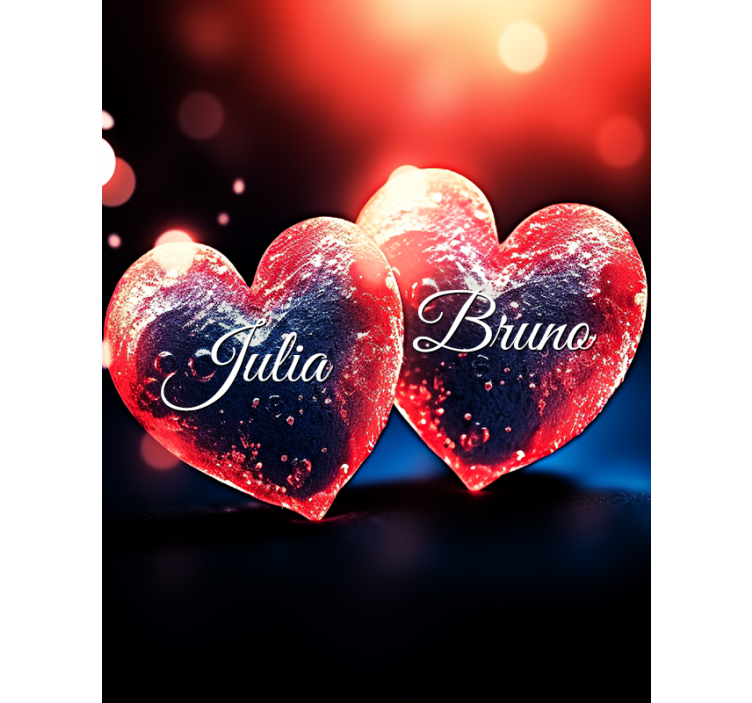 Hjerter med navn personlig rullegardin - Tenstickers