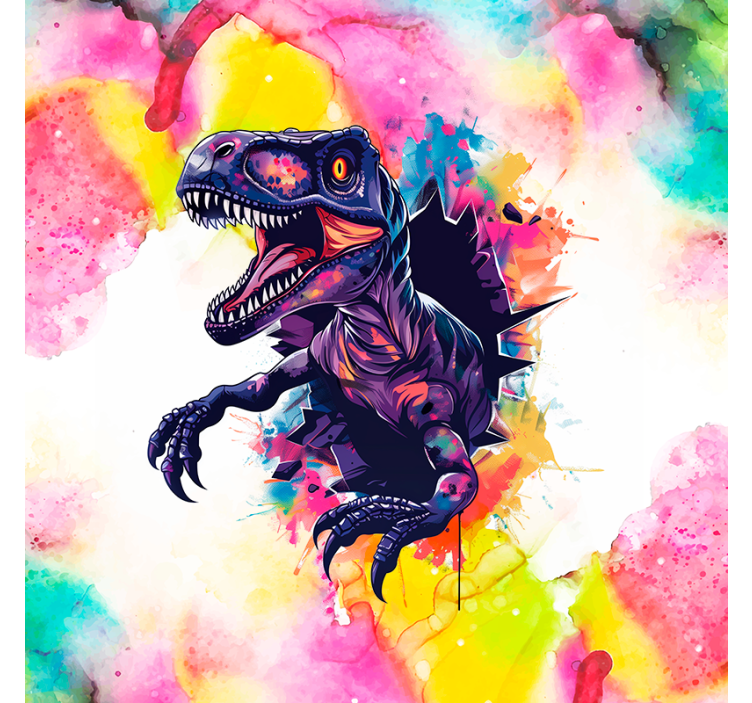 Mettede farger velociraptor dinosaur rullegardin - Tenstickers
