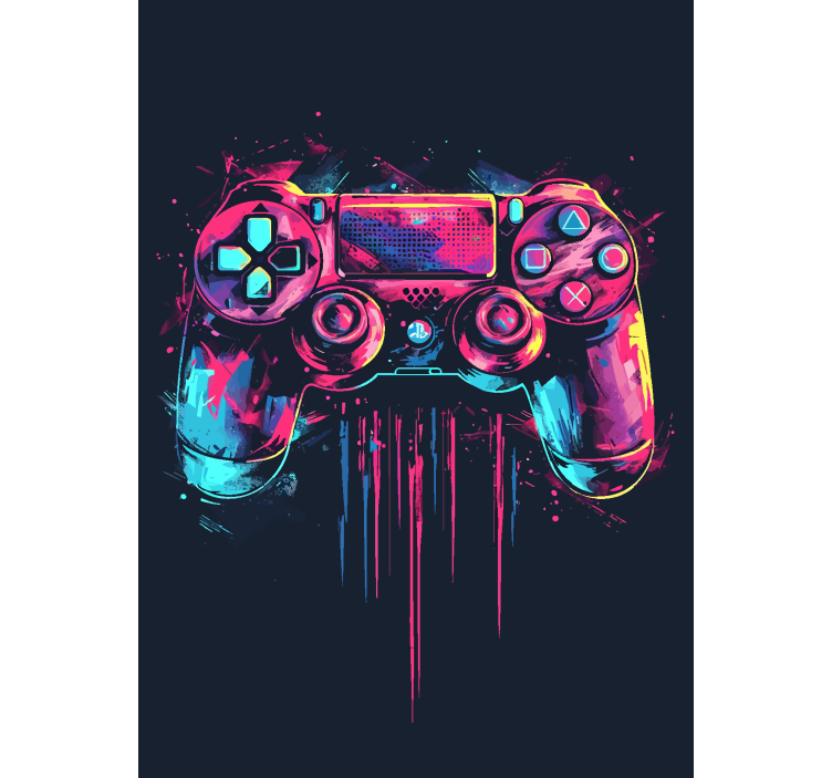 Blå og rosa kontroll nerdete rullegardin - Tenstickers