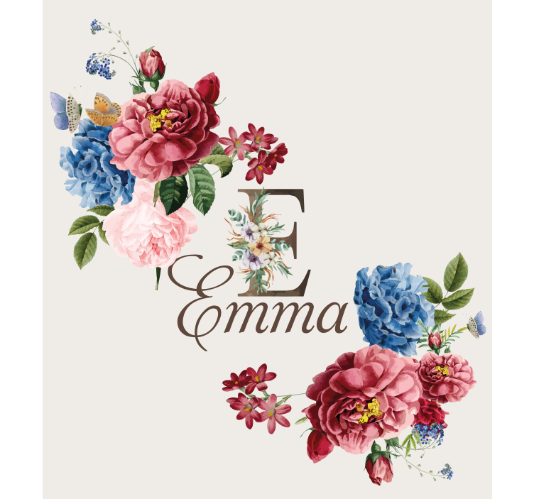 Floral initial personlig rullegardin - Tenstickers