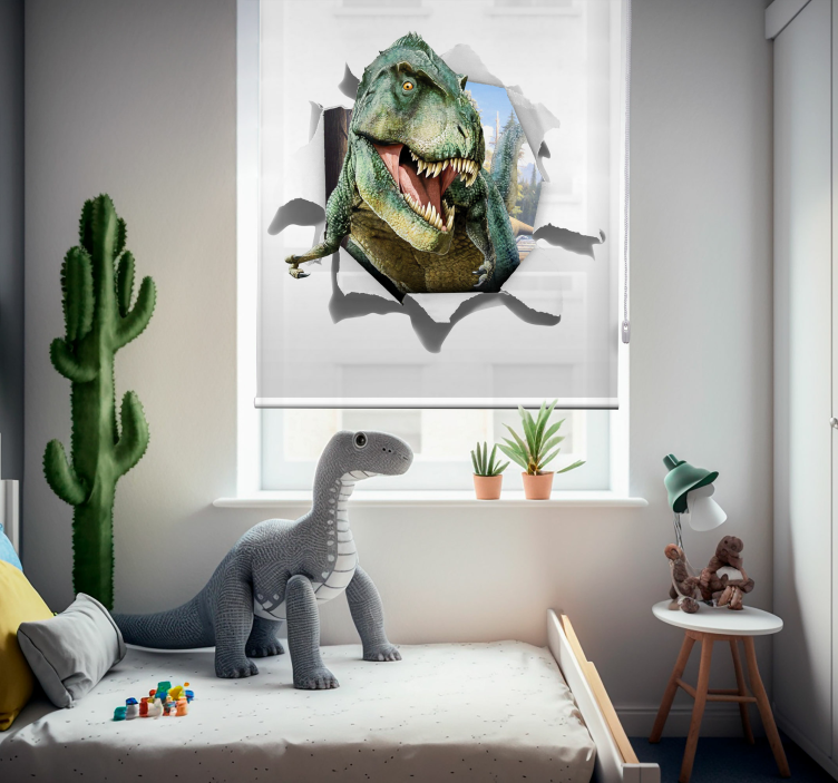 3D sinte T-Rex barn rullegardin - Tenstickers