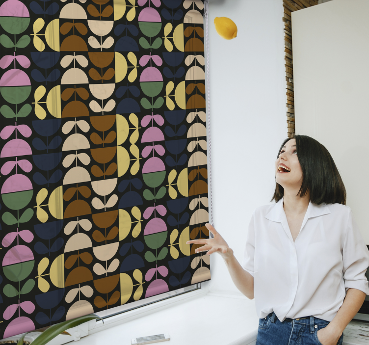 Fargede koppblomster rullegardin blomster - Tenstickers