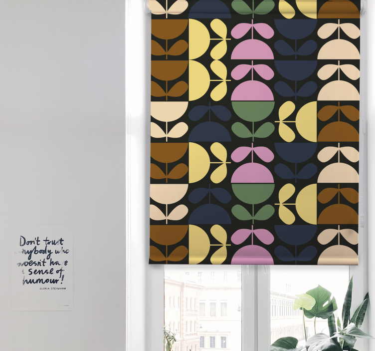 Fargede koppblomster rullegardin blomster - Tenstickers