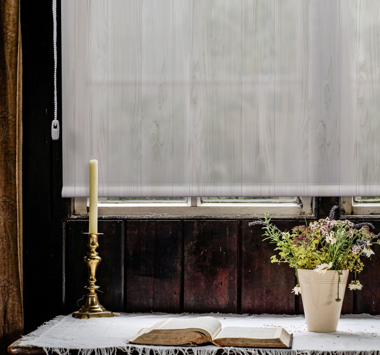 Grått tre rullegardin rustikk - Tenstickers